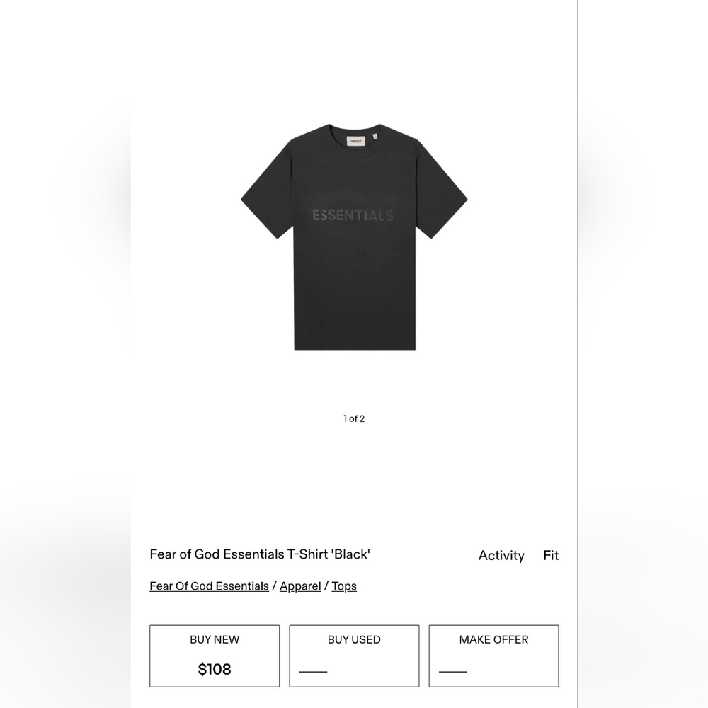 Fear of God Essentials Black T-Shirt